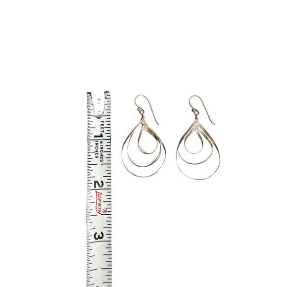 Vintage Sterling Silver Teardrop Dangle Earrings - Picture 2 of 4